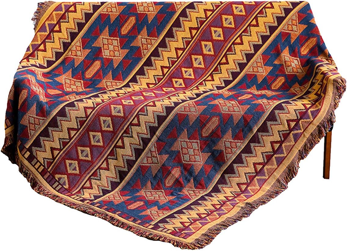 RAIN QUEEN Kilim Rug Indian Rag Rug,Bohemian Throw Blanket for Sofa Chair Cover Tablecloth Large Traditional Boho Throw Blankets for Hallways,Living Rooom