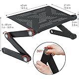 Wonder Worker Newton Ergonomic Folding Laptop Table Desk Bed Tray Cooling Pad - Black