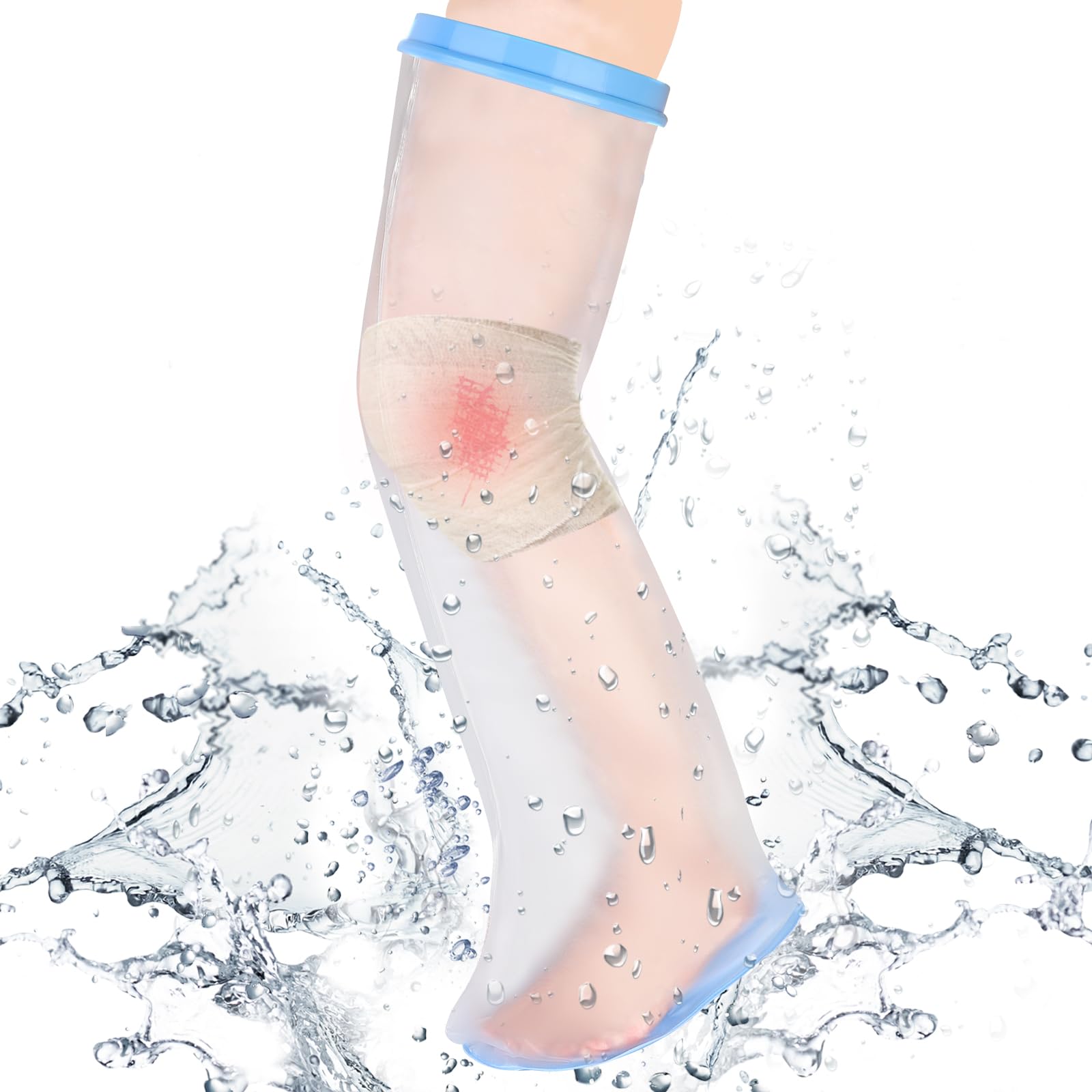 SUPERNIGHT Teenager Waterproof Full Leg Cast Cover for Shower - Protects Leg Wounds, Burns, and Injuries - Reusable Watertight Bandage Protector for Swimming and Bathing Anti-Slip