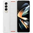 SAMSUNG Galaxy Z Fold4 Silicone Grip Cover, Protective Phone Case with Finger Strap, Matte Finish, Soft Surface, Handheld Design, US Version, White