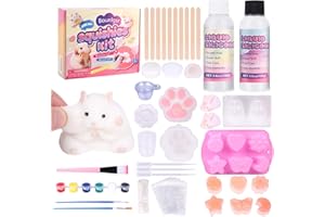 Bounlgsr Taba Squishy Kit, Taba Squishy Making Kit for Beginner - 7oz 1:1AB Squishies Gel Set with 10 Mold, Guide, Flocking Powder for DIY Your Own Squishies for Stress Relief Gift for Adults&Kids