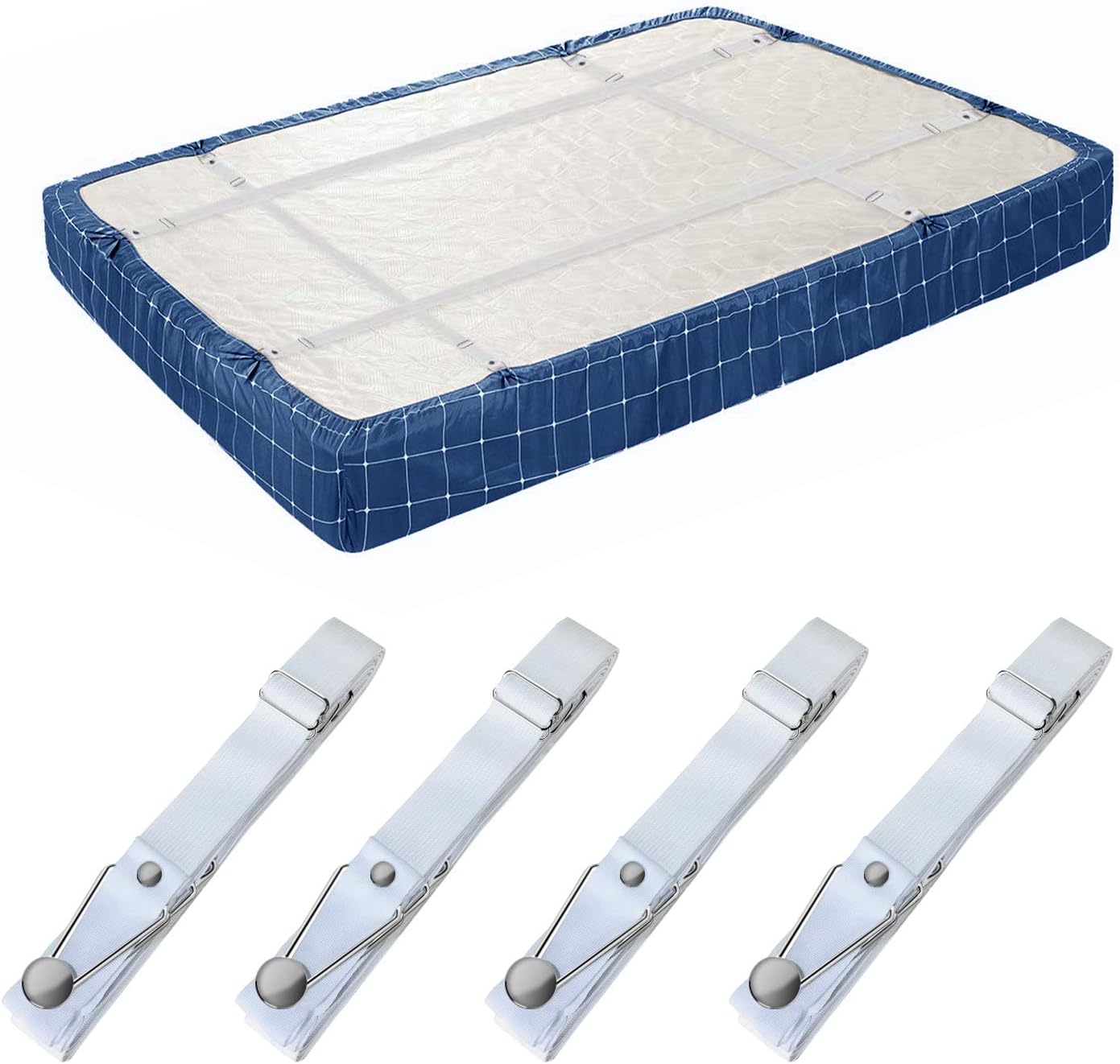 ZHOUBIN Bed Sheet Straps Fasteners, Adjustable Bed Sheet Holder Straps Suspenders - Fitted Sheet Clips Keep Mattress Sheets Stay