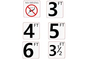 WOOTILE Swimming Pool Depth Marker Sticker No Diving Adhesive Pool Safety Marker 6 Pieces No Diving Safety Stickers 6 In with Vinyl Depth Markers Pool Warning Stickers