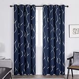 Deconovo Eyelet Blackout Curtains Navy Blue 46 x 90 Inch One Pair view 2