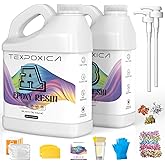 Texpoxica Epoxy Resin 1Gallon Kit,Crystal Clear,Self Leveling,Bubble-Free,Anti-Yellowing Easy Mix 1:1,Suitable for Art Casting,Wood & Molds,Jewelry Projects,DIY Gifts