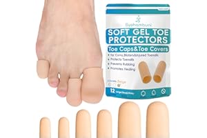 Byehambuni Gel Toe Protectors for Men and Women - 12 Pack Toe Covers - Toe Cap - Toe Sleeves - for Corns, Calluses, Blisters - Protects Toenails, Prevents Rubbing - Beige (4Large+4Small+4Pinky)