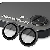 Orzero 9H Glass Camera Lens Protector for iPhone 17e/16e-Black, 3 Pack | Individual Metal Ring Cover, Case-Friendly, 9H Tempered Glass, Original Camera Clarity, Not Affect Night Shots, Anti-Scratch