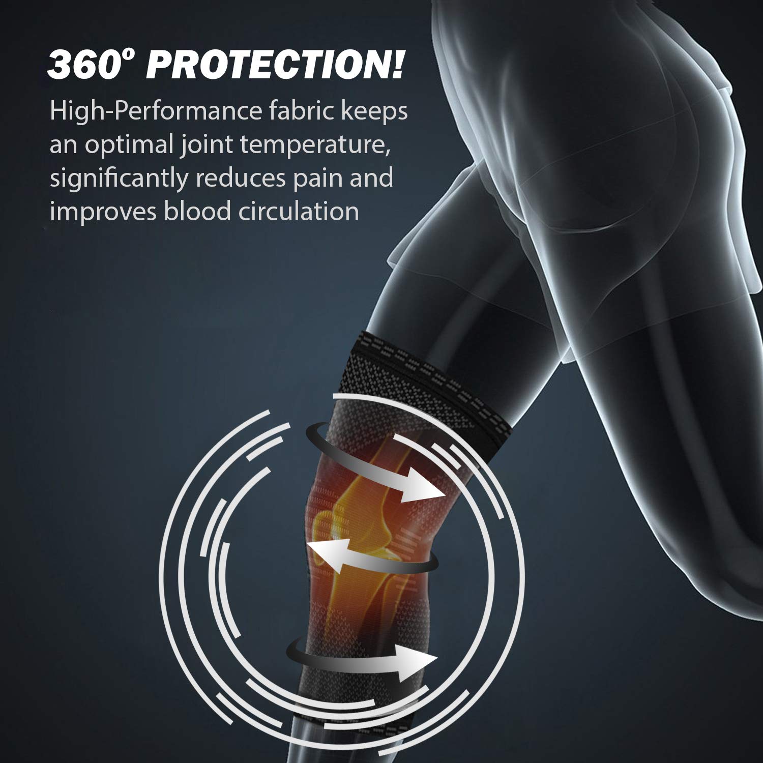 POWERLIX Leg Sleeve - Best Knee Brace for Leg Pain for Men & Women Knee Support for Running, Basketball, Volleyball, Weightlifting, Gym, Workout, Sports Please Check Sizing Chart