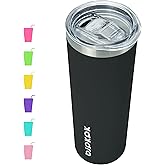 BJPKPK Black Skinny Stainless Steel Tumblers 20 oz Slim Insulated Reusable Coffee Travel Water Tumbler Cup With Lid