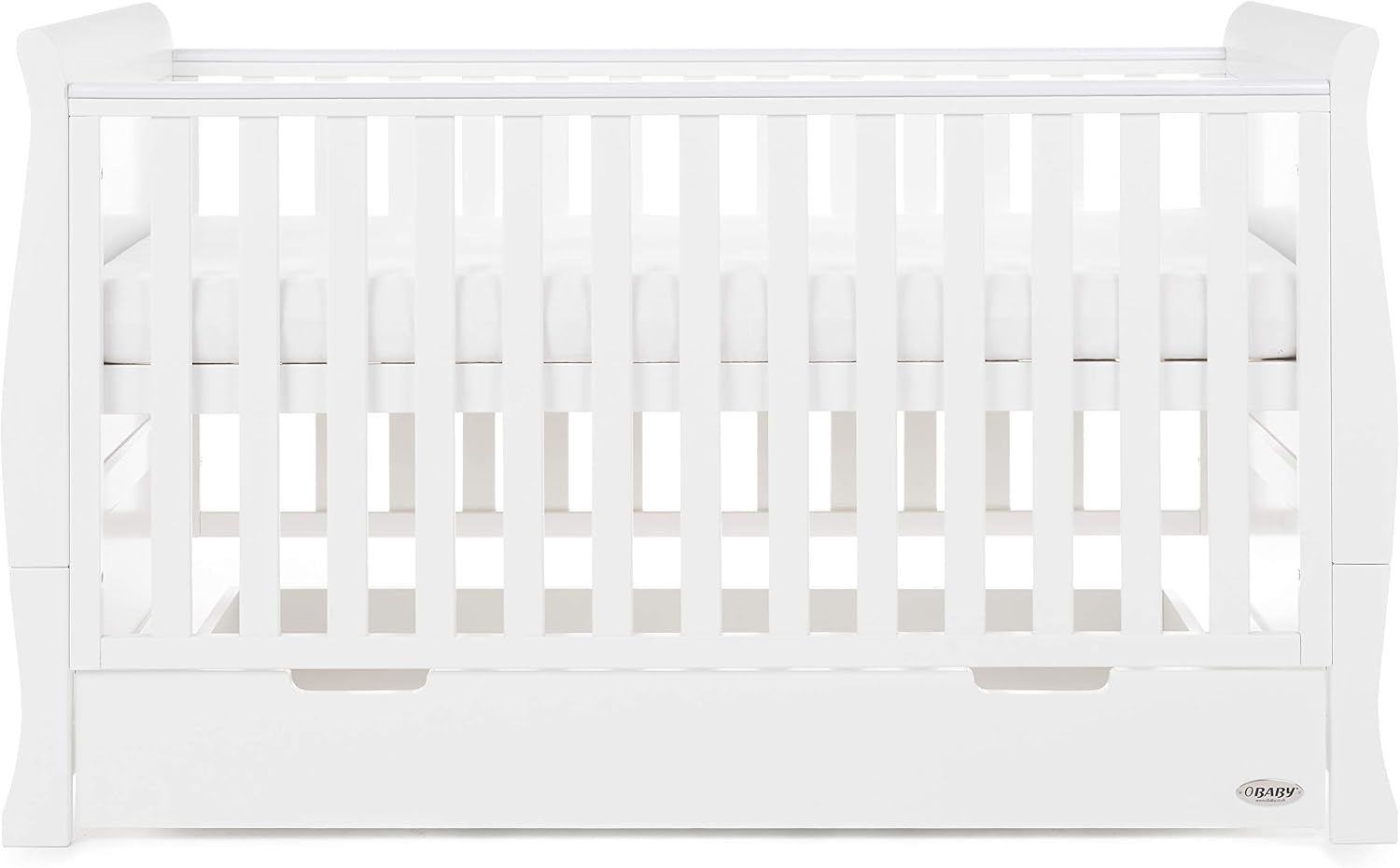 Obaby Stamford Sleigh Classic Cot Bed - White, 155L x 75.6W x 90.7H cm - Image 4