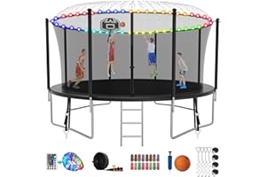 SKYUP Tranpoline 1500LBS 16 15 14 12 10 8 FT Tranpoline for 7-10 Kids and Adults, Windproof Outdoor Tranpoline with Enclosure Net, Basketball Hoop, Easy to Install & Last Long - ASTM Approved