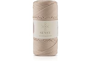 S SENSY Sensy Premium 1.5mm 164 Yards Polyester Rope 100% Polypropylene Cord Macrame Cord 1.5mm Crochet Bag Cord Macrame Rope Crochet Thread Gift for Knitter (Latte)