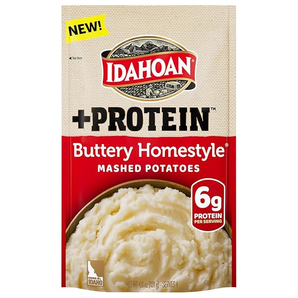 IDAHOAN BUTTERY HOMESTYLE +PROTEIN MASHED POTATOES, NATURALLY GLUTEN-FREE,...