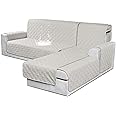VANSOFY Sectional Couch Covers 100% Waterproof L Shaped Sofa Slipcover 3pcs Reversible Chaise Lounge Cover for Sectional Sofa Furniture Protector Cover for Pets Dog Cat(Small, Beige)