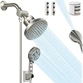 Filtered Shower Head With Handheld Spray Combo for Hard Water,High Pressure 6" Rain &amp; 5" Handheld Dual Shower Head,Detachable,69" Stainless Steel Shower Hose,2PCS Filters