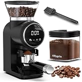 Ollygrin Conical Burr Coffee Grinder Electric, Touch Panel Burr Coffee Grinder with 30 Precise Settings, Compact Coffee Bean Grinder for Espresso to French Press, 2-12 Cups