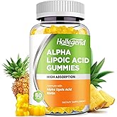 HOLLEGEND Alpha Lipoic Acid Gummies 1000Mg with Biotin, High Absorption Chewable ALA Supplement for Antioxidant, Brain Health and Nerve Support, Pineapple Flavor, Sugar Free, 60 Chews