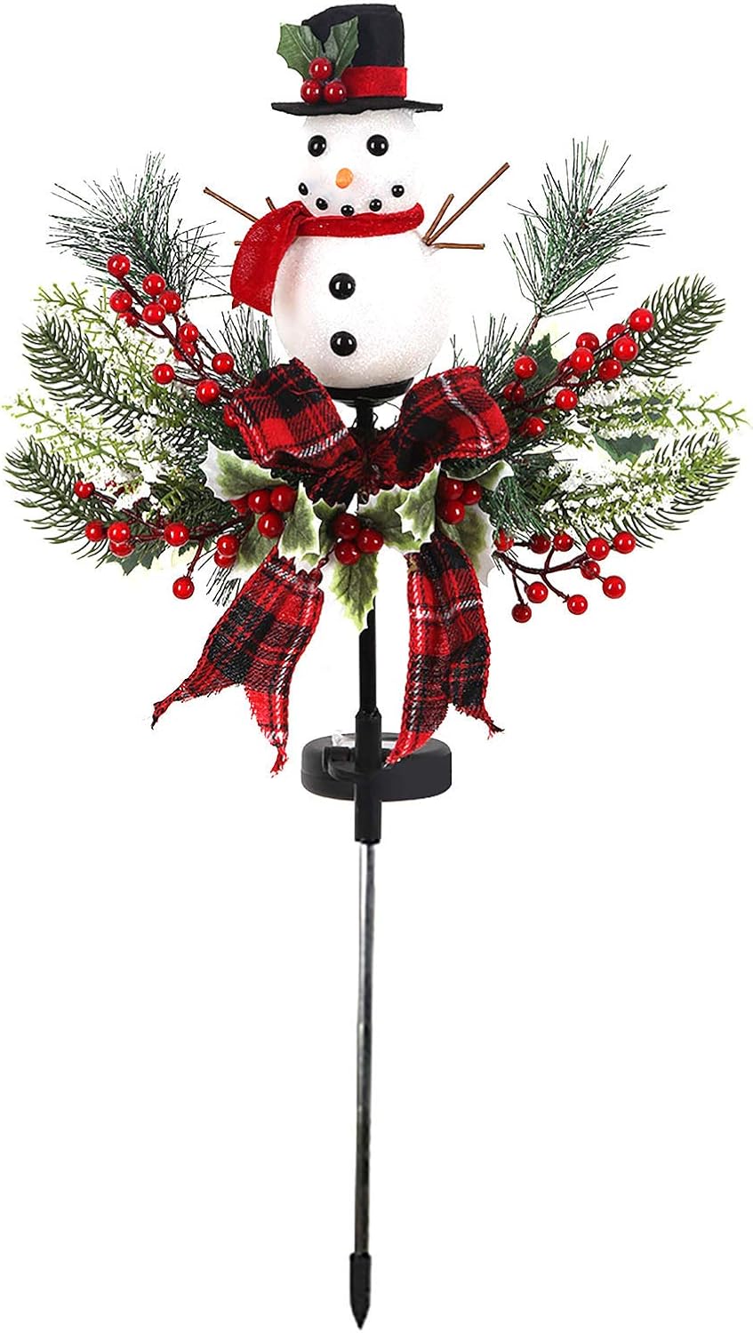 Solar Christmas Yard Decorations, Outdoor LED Solar Powered Candle Xmas Pathway Lights, Metal