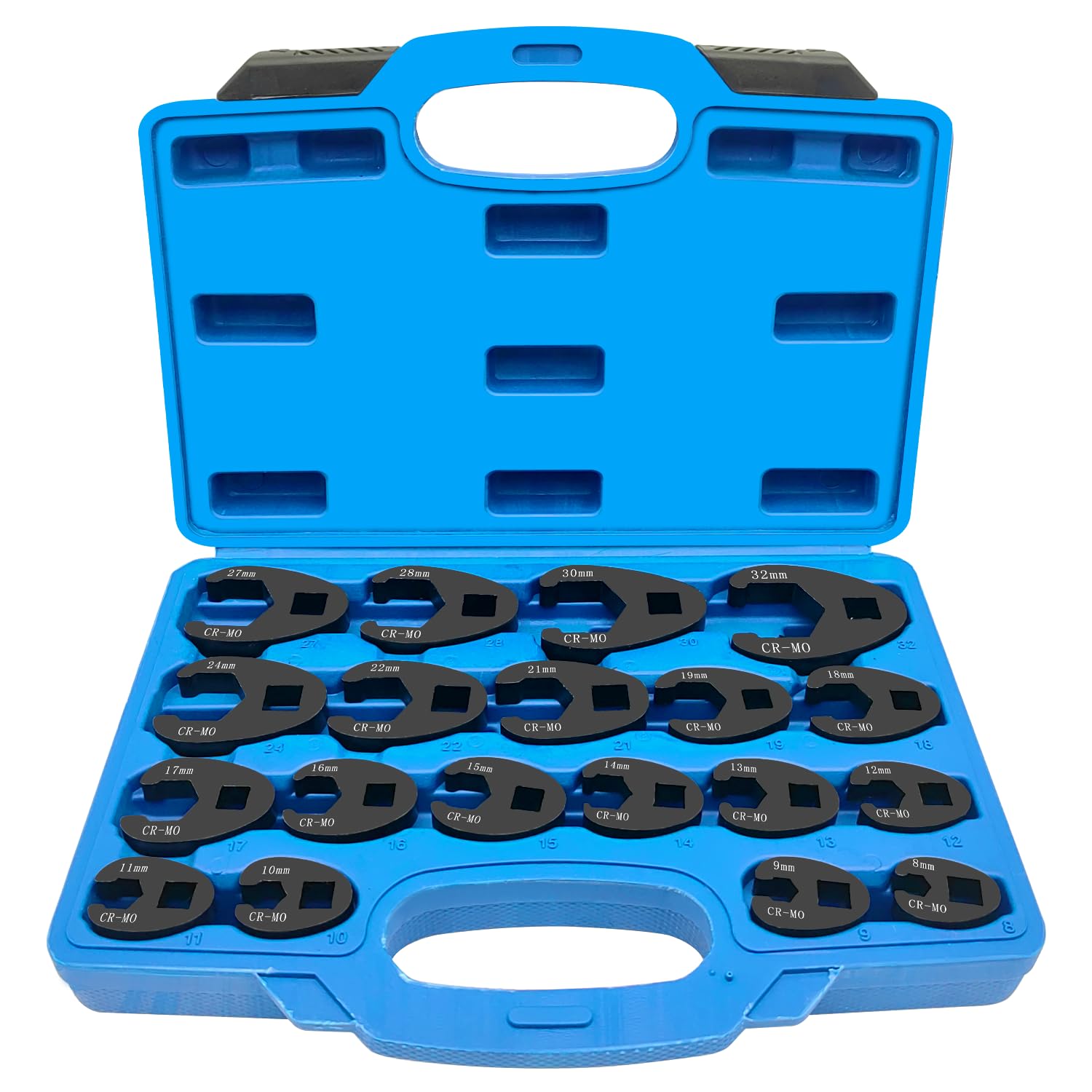 ZKTOOL 19PC Crowfoot Flare Nut Wrench Set, 3/8” and 1/2” Drive Metric Tool 8 to 32 mm Sizes,Flare Nut Wrench Set for 3/8in and 1/2in Drive Ratchet.