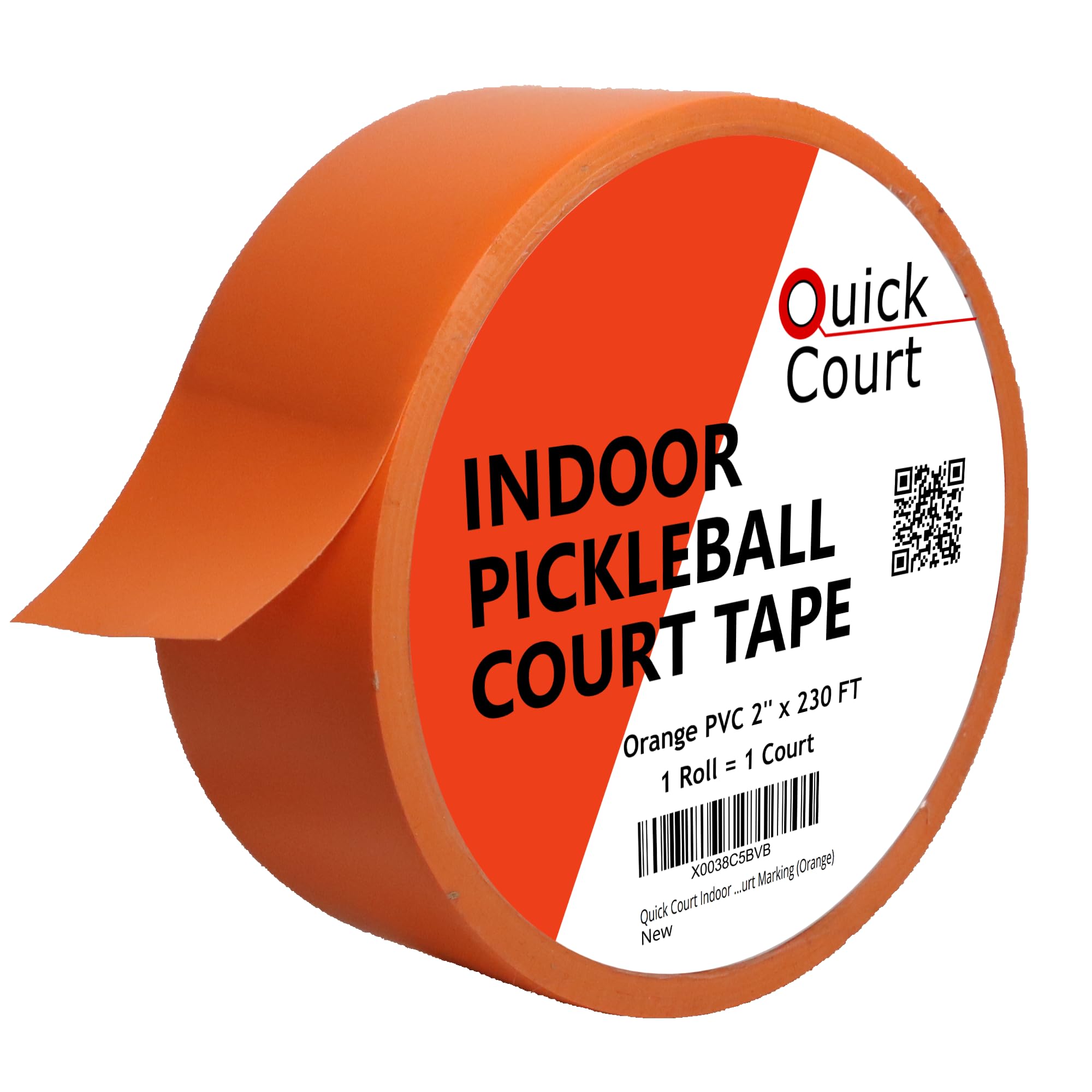 Quick Court Indoor Pickleball Court Tape, the Complete Pickleball Court Marking Kit - 2'' x 230FT, Pickleball Court marking Tape with Instructions Included for Fast Court Marking (Orange)
