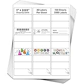 Anylabel 3000 Labels 100 Sheets 1" x 2-5/8" Address Label Sticker for Laser & Inkjet Printer - 30 Per Page Mailing Labels for Packages Adhesive, 30-up Return Address Labels
