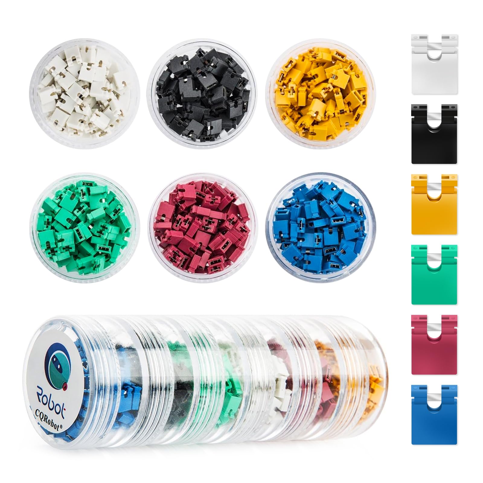 CQRobot 600 Pieces Standard Computer Jumper Caps Header Pin Shunt Short Circuit 2P Connector Open Top 2.54mm. Suitable for Arduino Raspberry Pi PCB PC DVD HDD Motherboard Shorting and Other Items. — image 1