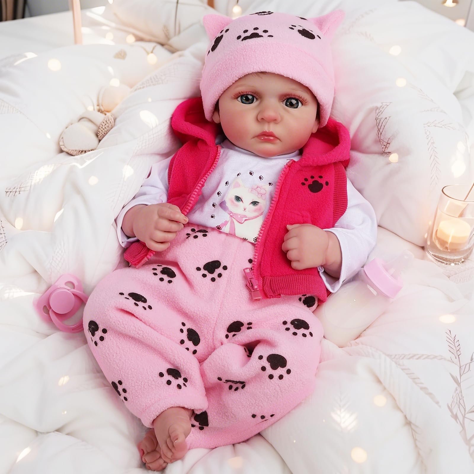 Photo 1 of FANCCI Realistic Reborn Baby Dolls,18 Inch Lifelike Newborn Baby Doll Real Life Baby Dolls Soft Weighted Reborn Doll Christmas or Birthday Gift Toys for 3+ Years (Girl/Cloth Body)