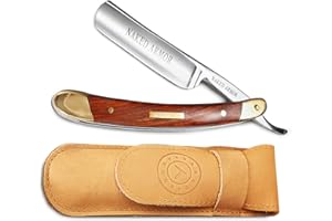 Naked Armor Solomon Straight Razor - Shave Ready Japanese Steel Straight Razors for Men with Algum Wood Scale, Case Included, Close Shave, Brown