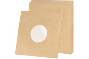MECCANIXITY 10"x10" Vinyl Record Inner Paper Sleeves, 10 Pcs 110GSM Anti Static Kraft Paper Vinyl Record Jackets Center Hole 