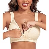DotVol Women's Plus Size Front Closure Minimizer Bras Comfort Wirefree Non Padded Back Support Posture Bra