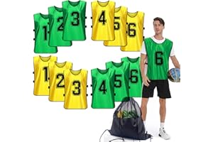 PULUOMASI Sports Pinnies-Numbered Practice Vest Pennies for Soccer Basketball Jersey Bibs -Set of 12/Youth Adults Team