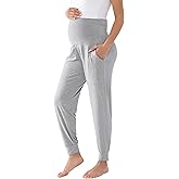 BRATUC Maternity Pajama Pants Bamboo Viscose Pregnancy Lounge Pants Soft Stretchy Loose Comfy Bottoms with Pockets