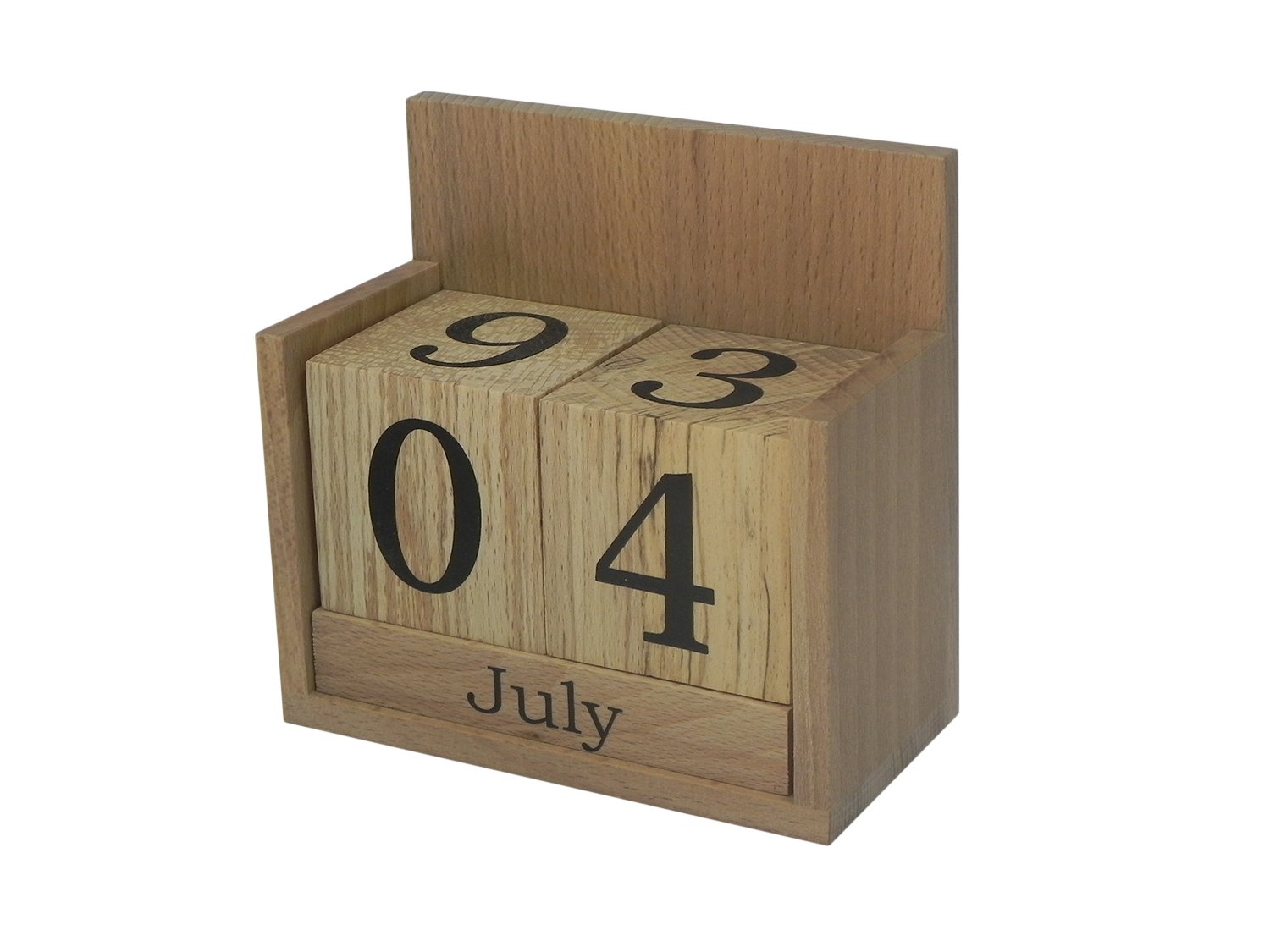 Solid Beech Wood Perpetual Calendar - Desk Top Office Eternal Wooden Blocks Decoration Birthday Present