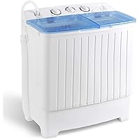 SUPER DEAL 2IN1 Mini Compact Twin Tub Washing Machine 17.6lbs Washer + Spinner Combo, with Timer Control, Drain Hose…