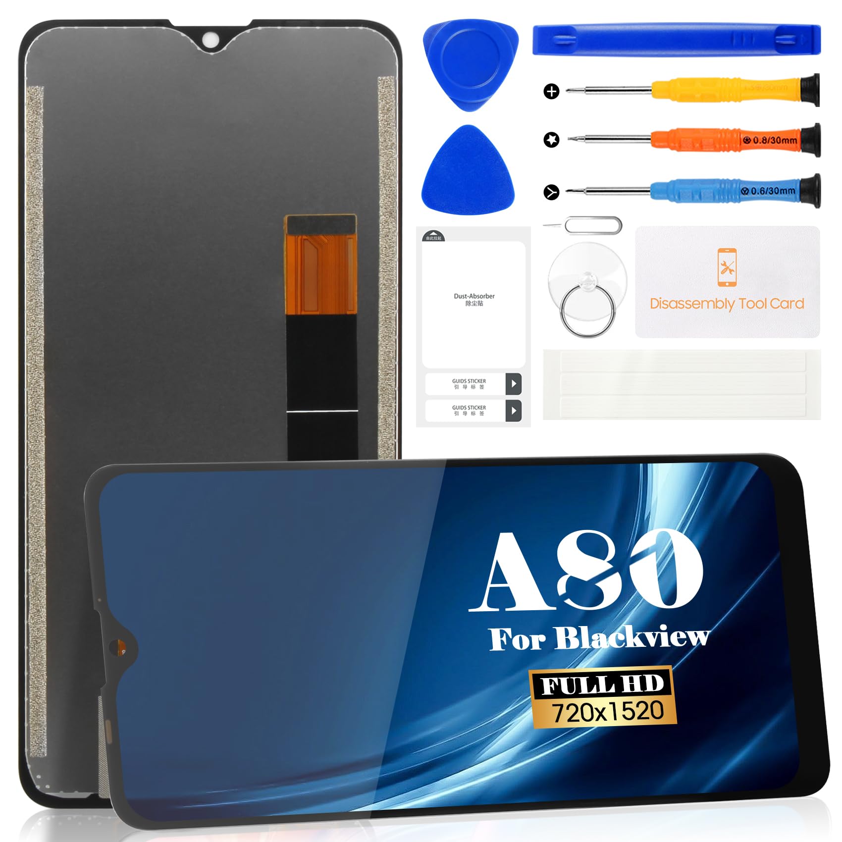 For Blackview A80 LCD Display For Blackview A 80 Screen Replacement For A80 Touch Digitizer Assembly Repair Kits (Black,Without Frame)