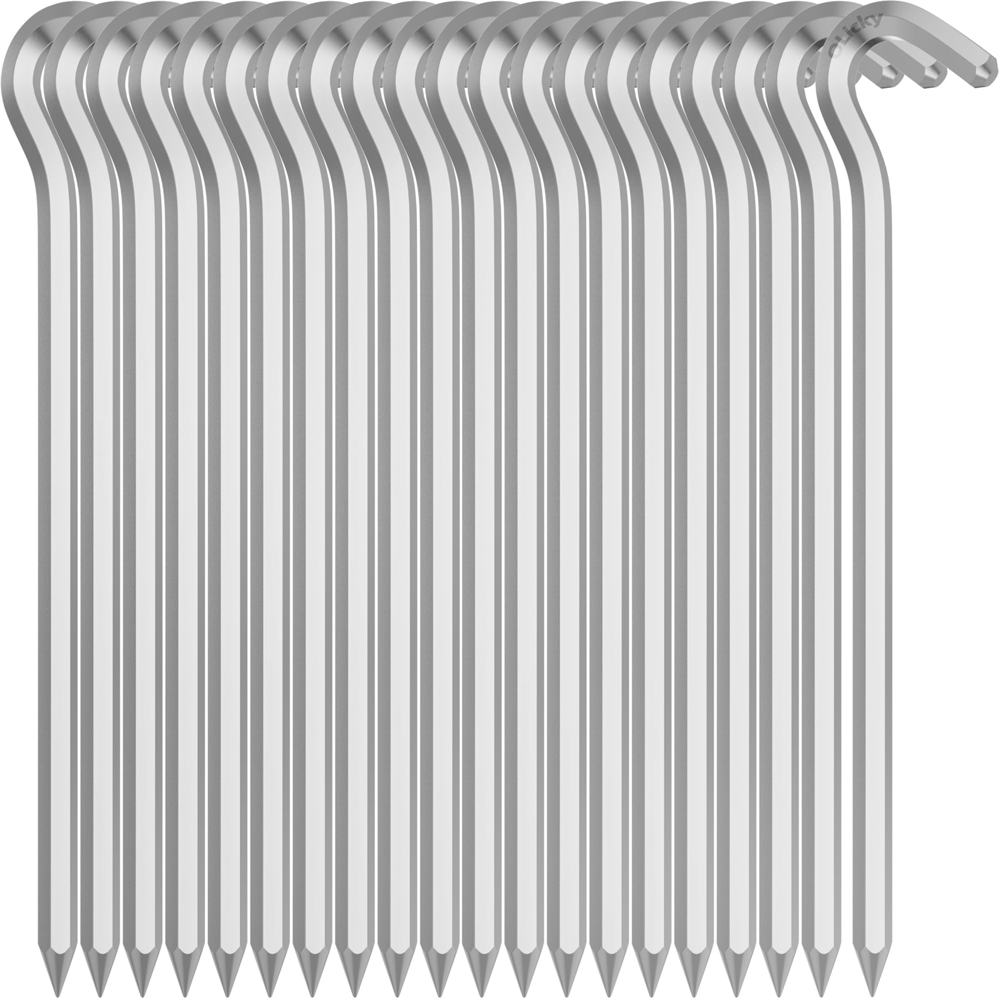 Olicky Tent Pegs Metal Heavy Duty Tent Hooks Aluminum Alloy Camping Hard Ground Pegs for Football Net Tarpaulin and Outdoor - 20Pcs