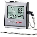 ThermoPro TP-16 Large LCD Digital Cooking Food Meat Smoker Oven Kitchen BBQ Grill Thermometer Clock Timer with Stainless Stee