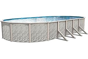 Lake Effect Pools 'Meadows' 12 ft x 18 ft Oval Above Ground Swimming Pool | 52 Inch Steel Side Walls | Kit Includes: 25 Gauge Overlap Liner & Widemouth Skimmer