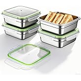 Meyeyaia 4 Pack Stainless Steel Sandwich Container with Lids 25. 4 Oz Metal Sandwich Container for Lunch Boxes with Airtight Silicone Seal for Snacks Fruit Home Office Outdoor Picnic