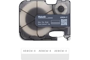 MakeID Self-Laminating Wire Wrap, PE Labels with Ribbon Cartridge for Control and Electrical Panels, Datacom Cables, Black on White - for P31 Industrial Label Makers, 0.94"W, 22.96ft/Roll