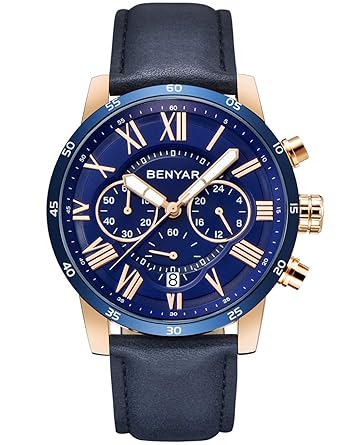 BENYAR Mens Watch 2018 New Sports Business Casual Large Dial Chronograph Quartz By5139 - Blue