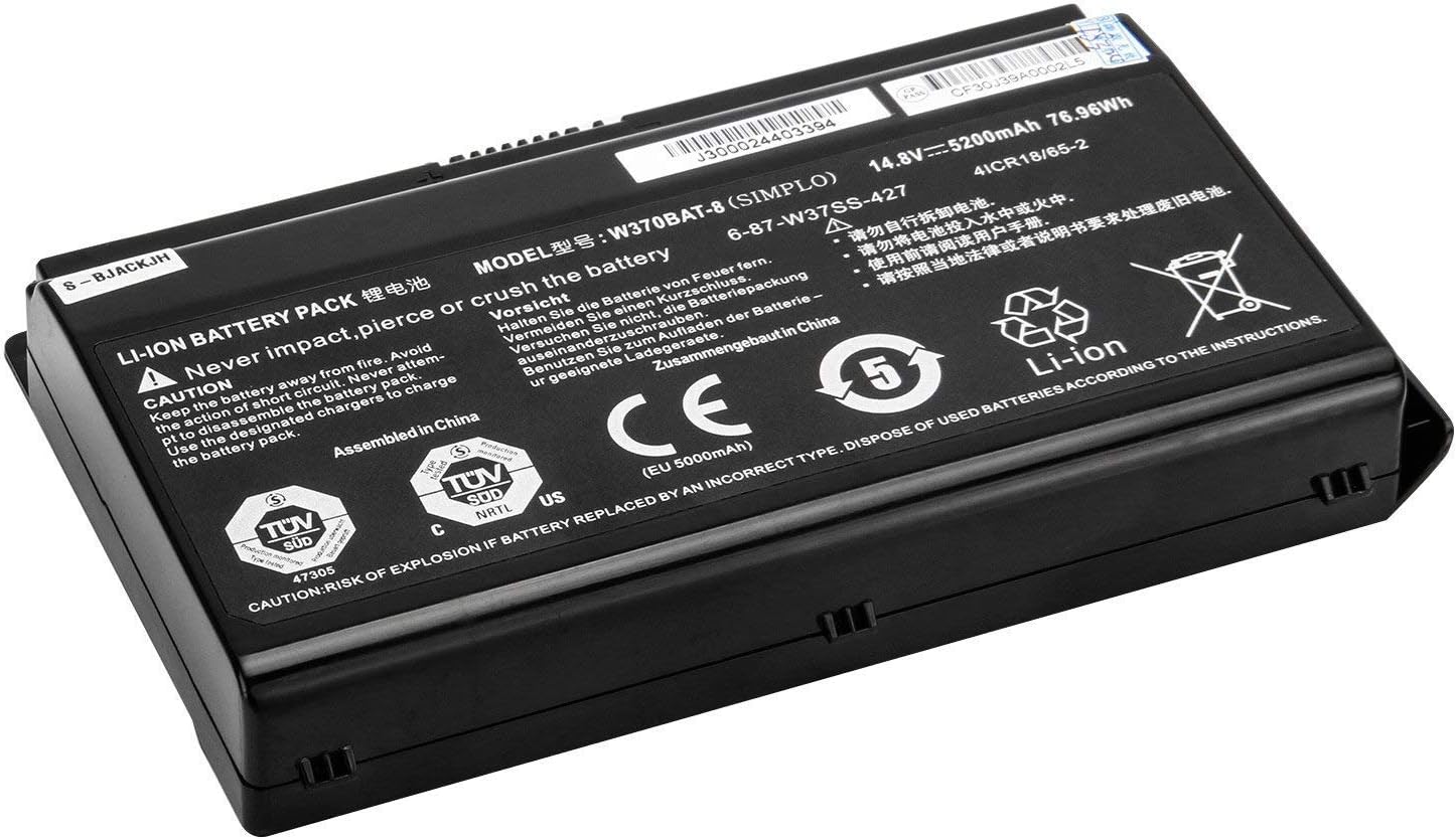 W370BAT-8 6-87-W370S-427 Laptop Battery Replacement for Clevo W350ET W350ETQ W355STQ Schenker XMG A503 A522 A722 Sager NP6350 6370 7358 Gigabyte P2742 Hasee K650S-i7 K660E K710C-i7 (14.8V 76.96Wh) - Image 3