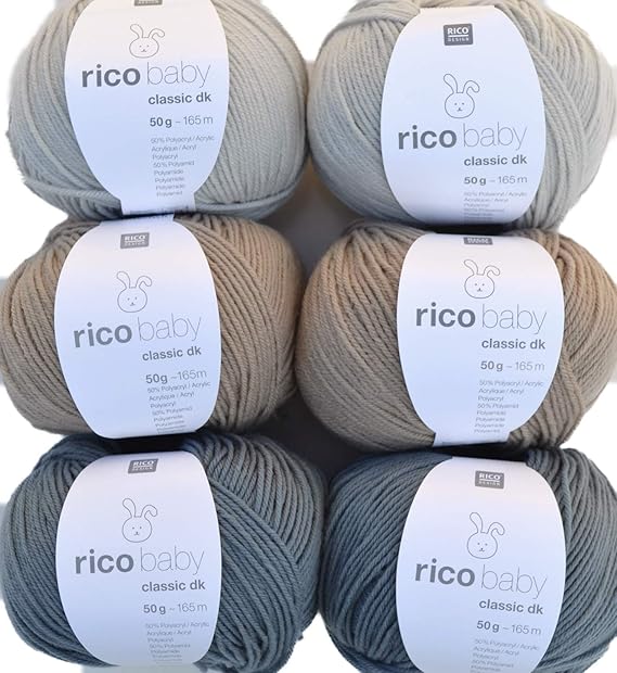 Woll-Set Rico Baby Classic 6x50g #30, Babywolle, pflegeleichtes Handstrickgarn