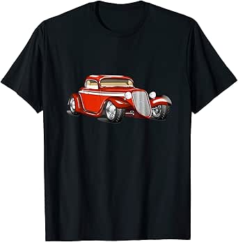 Amazon.com: Classic Car T-Shirt Vintage Automotive Red Retro Cool Tee