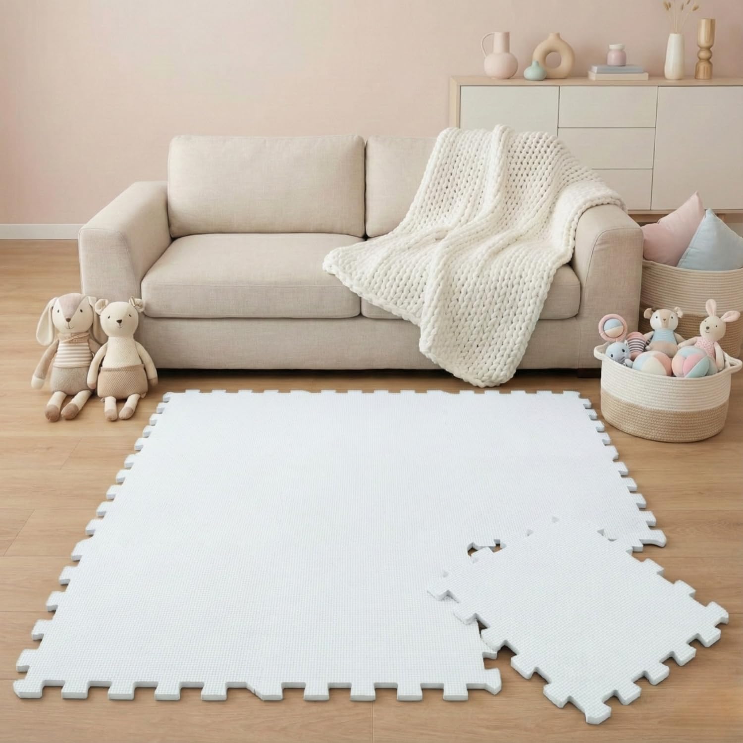 LittleTom 9-Pieces Baby Play Mat - 30x30 cm/ 11.8x11.8 in - Soft Foam Interlocking Tiles - EVA Sensory Mat for Crawling Toddlers - Indoor & Outdoor Use - Plasticizer-Free Floormats for kids