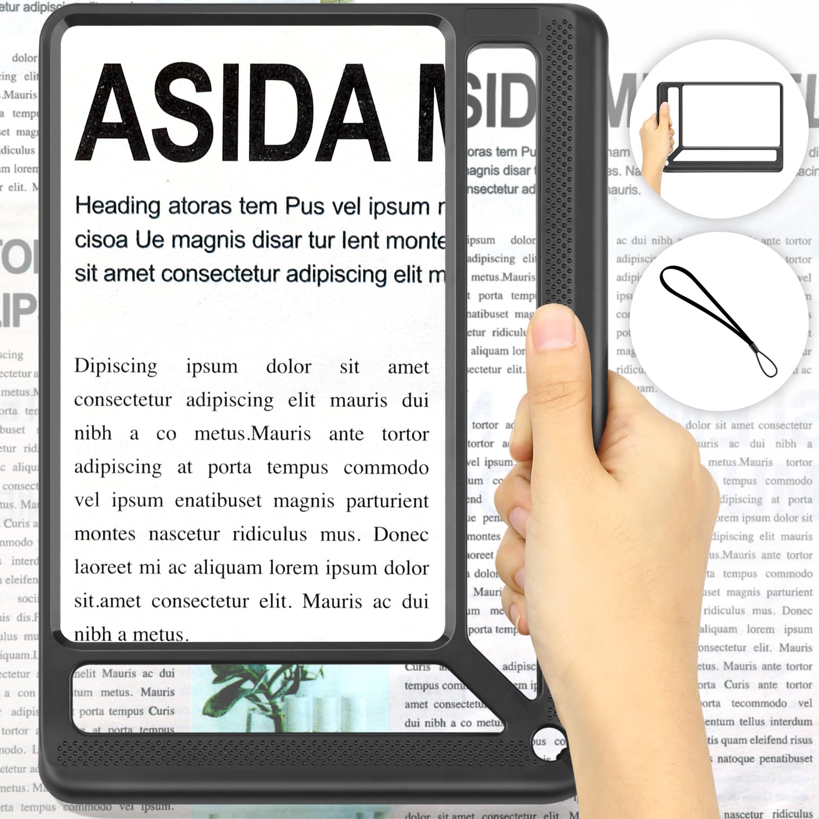 Tobegiga 5X Full Page Magnifying Glass for Reading, Lightweight Rectangular Magnifier Provides Large Book Page Viewing Area, Upgraded Handheld Magnifier for Reading Small Prints for Seniors Low Vision