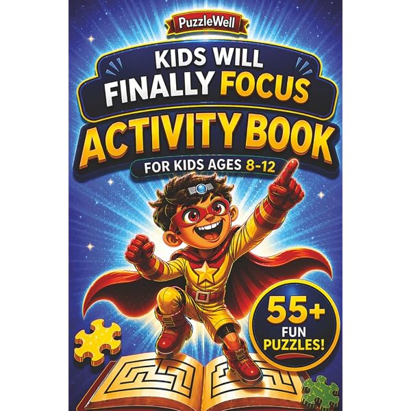 PuzzleWell ADHD-Friendly Activity Book for Kids Ages 8–12: A Fun