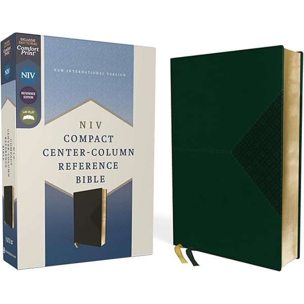 NIV, Compact Center-Column Reference Bible, Leathersoft, Black