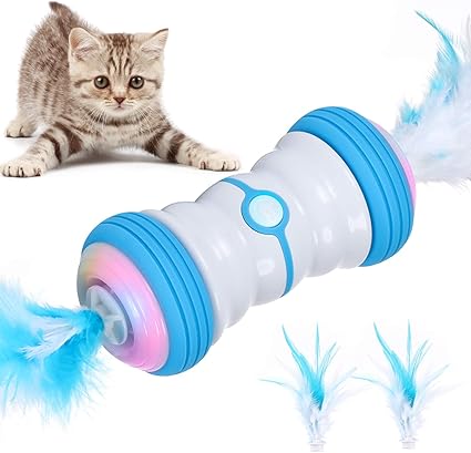 Amazon Com Iokheira Interactive Feather Cat Toy Interactive Robotic Cat Toys Have Two Speed 360 Degree Self Rotating Ball Usb Rechargeable Colorful Led Lights Automatic Feathers Toy For Kitten Pet Supplies