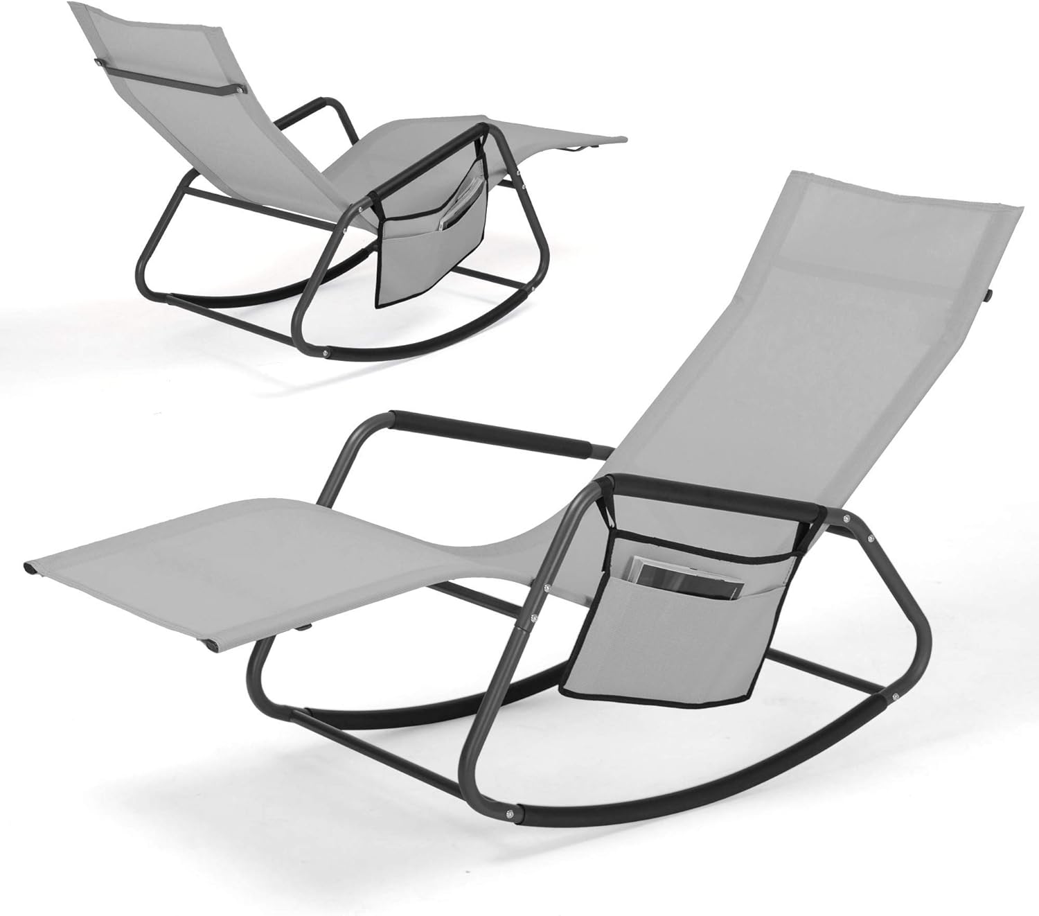 Mansion Home Chaise Lounge Outdoor, Zero Gravity Outside Chairs, Reclining Chairs for Patio & Lawn, Pool Chairs and Lounges, Beach & Pool Lounge Chair, Light Gray: Kitchen & Dining